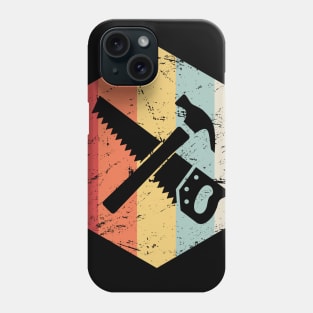 Retro Vintage Saw And Hammer | Carpenter Icon Phone Case