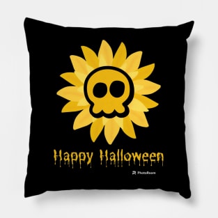 Happy Halloween Sunflower&Skull Pillow