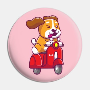 Cute dog ridding scooter Pin