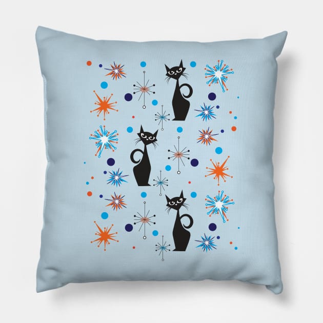 Starburst Atomic Cats Pillow by GrumpyDog