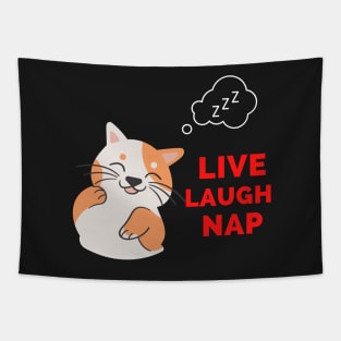 Copy of Live Laugh Nap - Black And Red Simple Font - Funny Meme Sarcastic Satire Tapestry