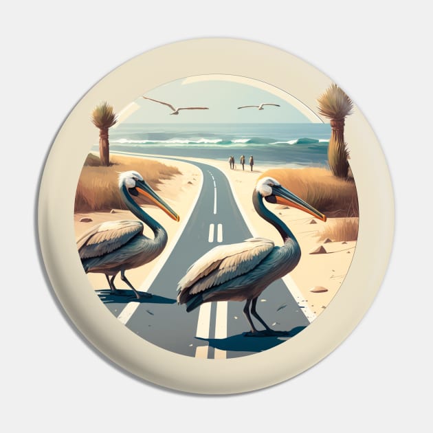 Pelican Art Design Gifts Pin by TheLaundryLady