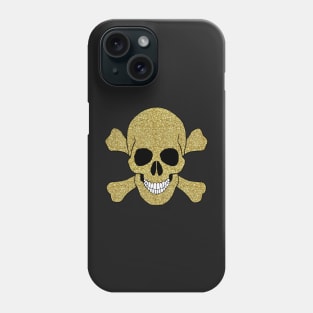 Faux Gold Glitter Skull And Crossbones Phone Case