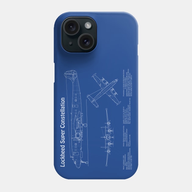 Lockheed L-1049 Super Constellation Blueprint Plan - ADpng Phone Case by SPJE Illustration Photography