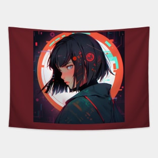 Cyberpunk Girl Tapestry