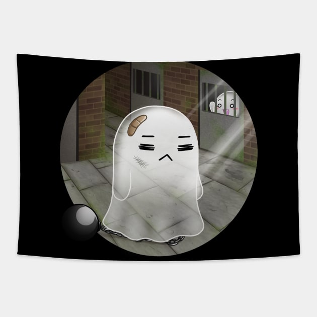 Kawaii Ghosts - A poor ghost go inside the prision Tapestry by Chiisa