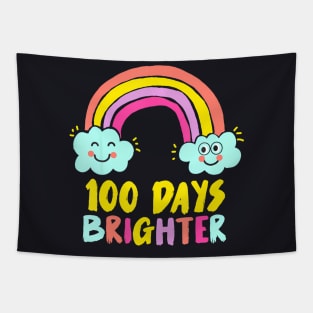 100Th Day Of School Teacher 100 Days Brighter Rainbow Tapestry