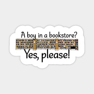 A boy in a bookstore? Yes, please! (front) Magnet