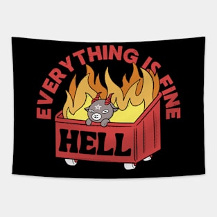 Everything Is Fine Funny Cute Baphomet Tapestry