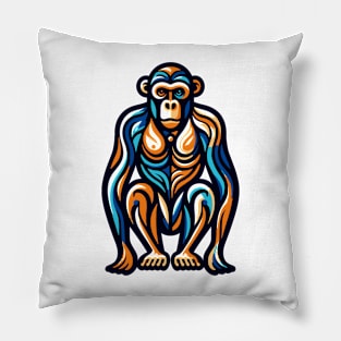 Pop art monkey illustration. cubism illustration of monkey Pillow