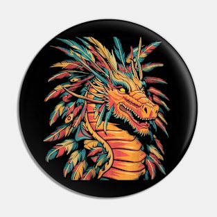 Golden native American dragon Pin