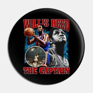 Willis Reed The Captain Basketball Legend Signature Vintage Retro 80s 90s Bootleg Rap Style Pin