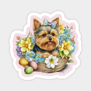 Cute Yorkshire Terrier Happy Easter Basket Magnet