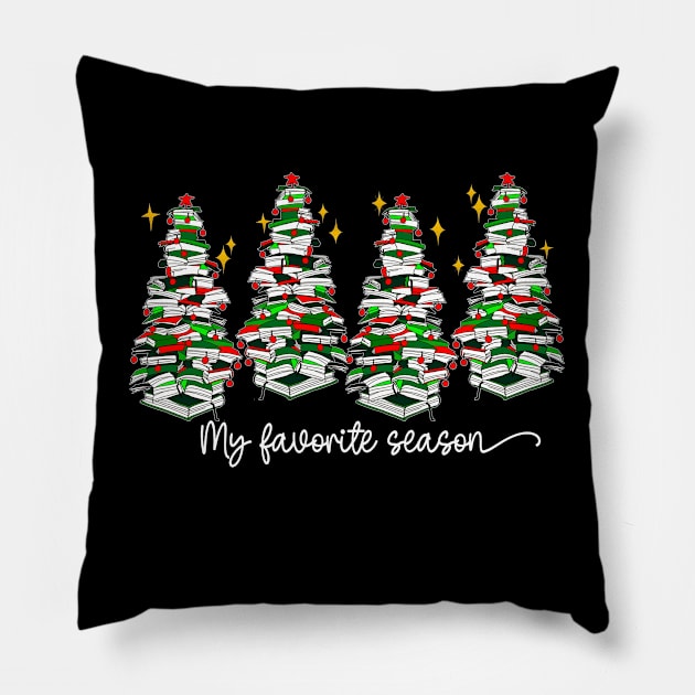 Book Lover Christmas Trees, For Librarian, Teacher, Book Nerd Pillow by SilverLake