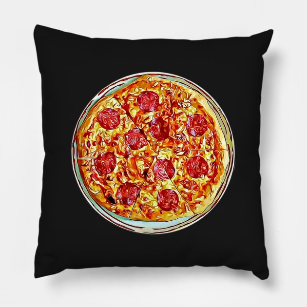 Pepperoni Pizza Pattern 1 Pillow by BubbleMench