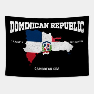 Vintage Dominican Republic Flag, Dominican coordinates, Dominican Republic location, Dominican Outfit Tapestry