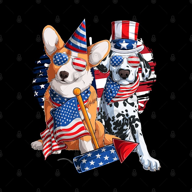 Funny 4th Of July 2021 Fourth Of July For Men's And Women's For 4th Of July Dog Lovers T-Shirt by dianoo