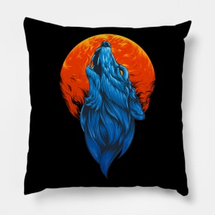 Wolf Head Illustration Pillow