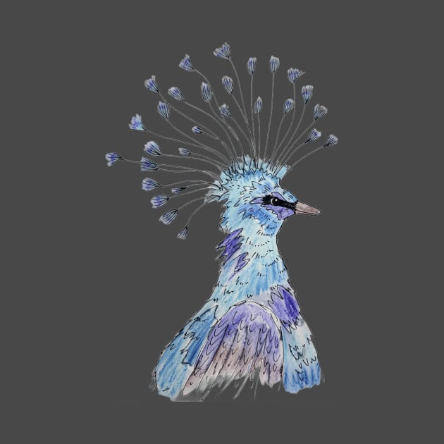 Proud peacock head by Puddle Lane Art