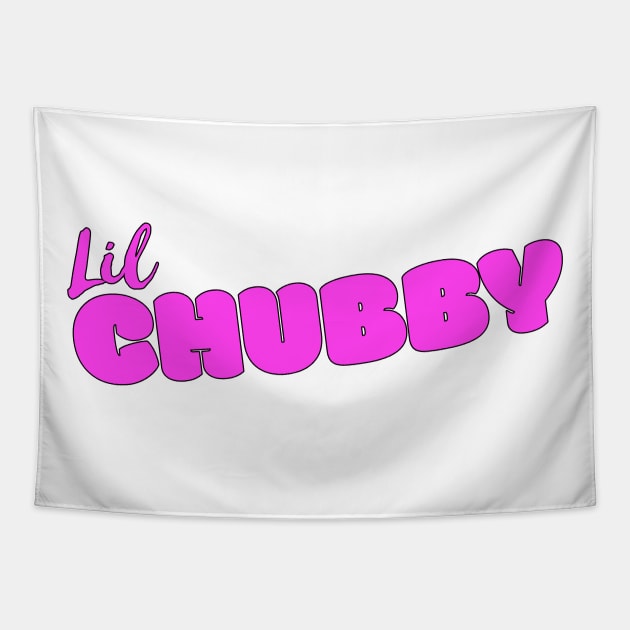 Lil Chubby Pink Black Outline Tapestry by HighBrowDesigns