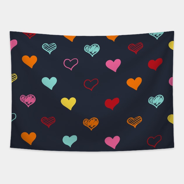 Colorful Hearts Tapestry by Jirka Svetlik