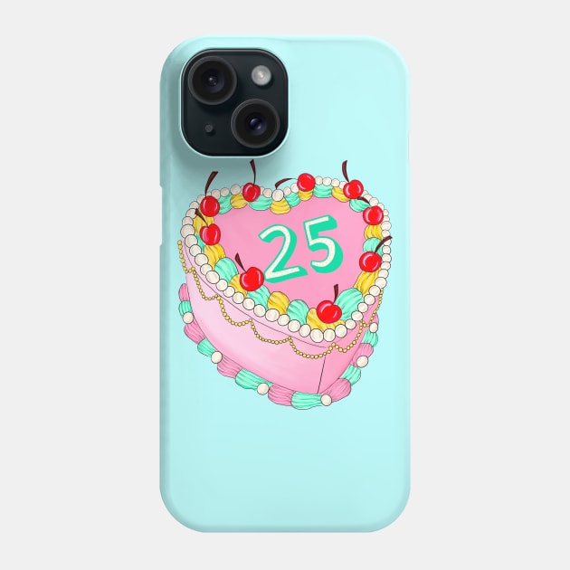 25th Birthday cake Phone Case by Poppy and Mabel