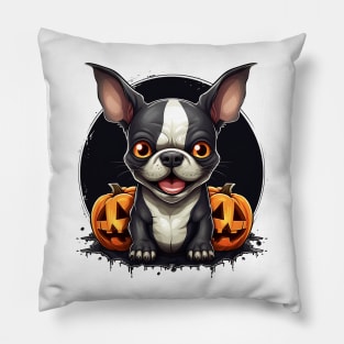 Halloween Boston Terrier Dog #2 Pillow