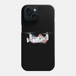 Osprey Convertiplane Aircraft with American Flag Phone Case