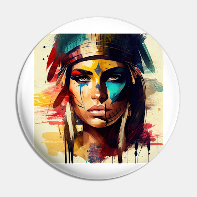 Powerful Egyptian Warrior Woman #1 Pin by Chromatic Fusion Studio