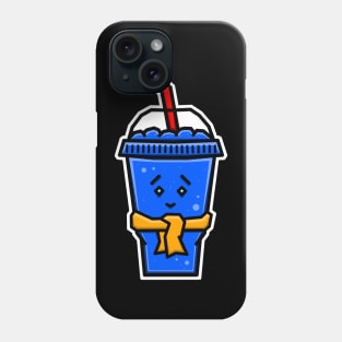 Cute Ice Slushie in Blue Raspberry Flavour Wearing a Scarf - Blue Slushy Phone Case