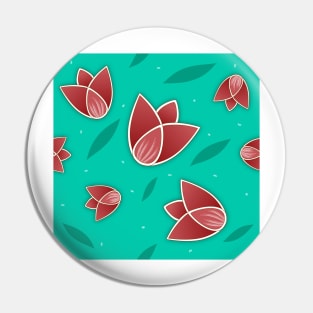 Tulips pattern in turquoise background Pin