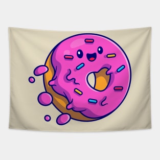 Cute Doughnut Flying Cartoon Tapestry