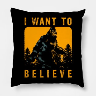 Retro Vintage Bigfoot I want To Believe Pillow