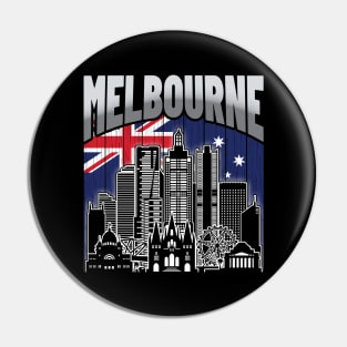 Melbourne Australia Skyline Vintage Australian Flag Pin