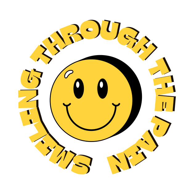 Y2K 2000s Aesthetic Retro Funny Smiling Through the Pain Smiley Face by shopY2K
