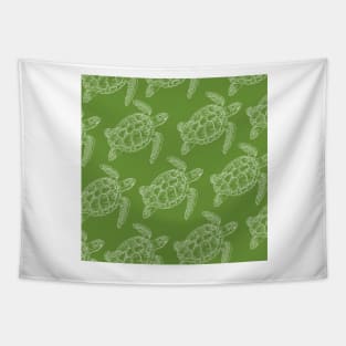 turtle aloha print pattern hawaii green and white Tapestry