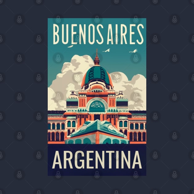 A Vintage Travel Art of Buenos Aires - Argentina by goodoldvintage