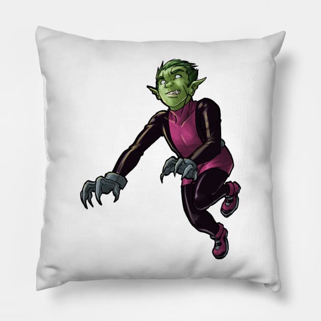 Beast Boy Pillow by CandaceAprilLee