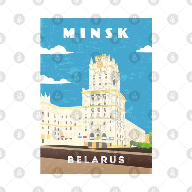 Minsk, Belarus.Retro travel poster by GreekTavern