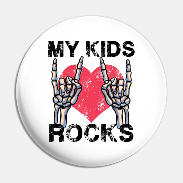 My Kids Rocks Let's Rock Mother Vintage Retro Father Concert Pin by MerchBeastStudio