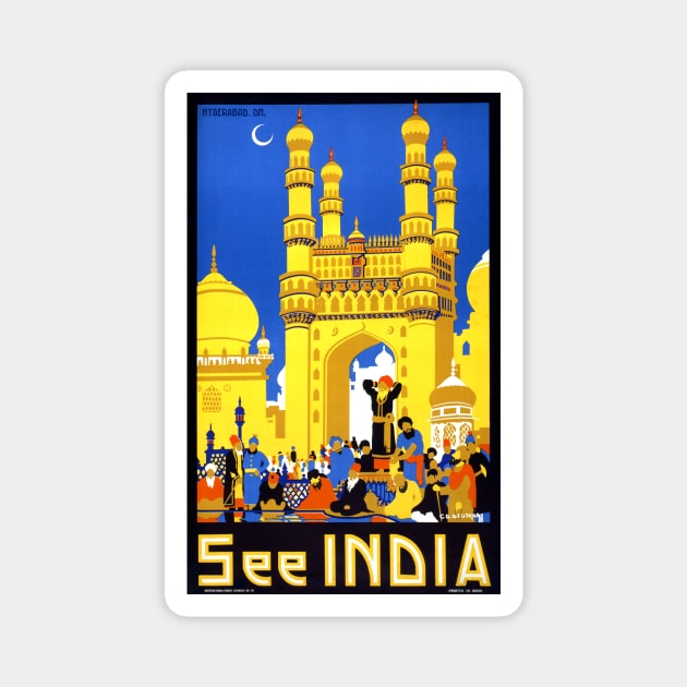 Vintage Travel Poster See India Hyderabad India TeePublic