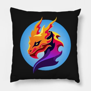 Colourful Vector Graphic Luck Dragons Head Design Pillow