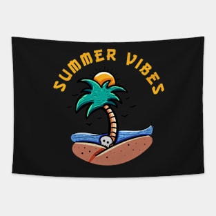 Summer vibes with beach illustration Tapestry