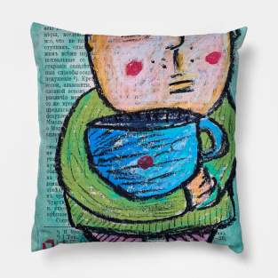 Boy with cup Pillow