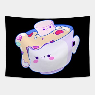 Kawaii Hot Chocolate & Marshmallows in Teacup Tapestry