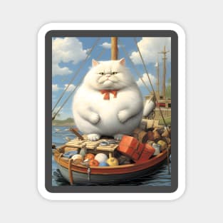 Cats at Sea: Fat Cats, little boats Magnet