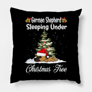 German Shepherd Sleeping Under Christmas Tree Funny Xmas Pillow