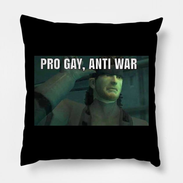 Solid Snake "Pro Gay Anti War" Pillow by otacon