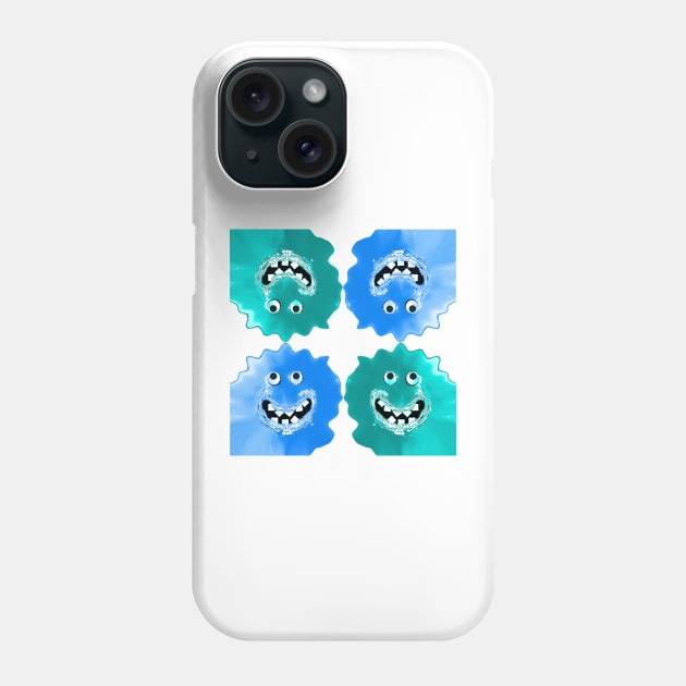 Slime Blue Jelly Monster Emoji Pixel Smiling Face Phone Case by PlanetMonkey