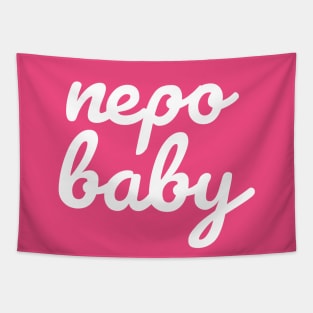 Nepo Baby White Cursive Typography Funny Tapestry